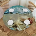 thumbnail image 1 of Orinice Starfish Shells Water Sand Round Table Cover Stain Resistant Washable Indoor Outdoor Tablecloth Kitchen Dining Wedding Parties 100% Polyester Fiber 42-46, 1 of 8