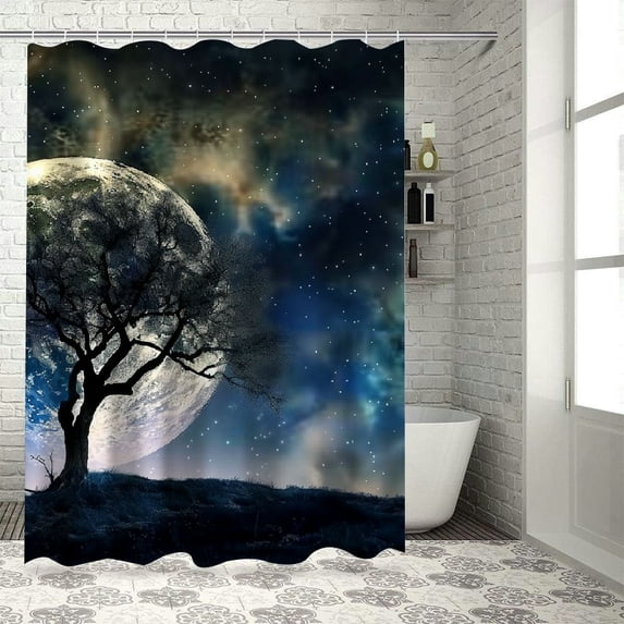 Orinice Stars Bathroom Shower Curtain Set with Hooks, Colorful Luxurious Fabric, Waterproof, Easy Installation 69x72