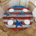 thumbnail image 1 of Orinice Stars and Stripes Round Table Cover Stain Resistant Washable for Indoor Outdoor Kitchen Dining Wedding Parties 100% Polyester Fiber USA Independence Day 42-46, 1 of 8