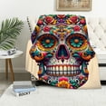 thumbnail image 1 of Orinice Sugar Skull Flowers Cross Warm Lightweight Blanket Soft Fleece Blankets All Seasons Decor Gift 40x50in, 1 of 6