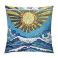 thumbnail image 1 of Orinice Sun Clouds Waves Graphic Decorative Cushion Throw Pillow Cover for Home Couch Living Room Bed Sofa 24x24in, 1 of 5