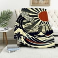 thumbnail image 1 of Orinice Sun Waves Palm Trees Warm Lightweight Blanket Soft Fleece Throw Blanket for All Seasons Living Rooms Sofa Decor Cow Gifts Blanket 50x60in, 1 of 6