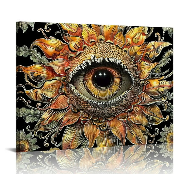 Orinice Sunflower Eye Smaller Flowers Fine Art Aesthetic Poster & Print Wall Painting for Home Decor 16x12in