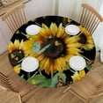 thumbnail image 1 of Orinice Sunflowers Butterflies Round Table Cover Stain Resistant Washable Indoor Outdoor Tablecloth Kitchen Dining Wedding Parties Elastic Edge 100% Polyester Fiber 46-50, 1 of 8