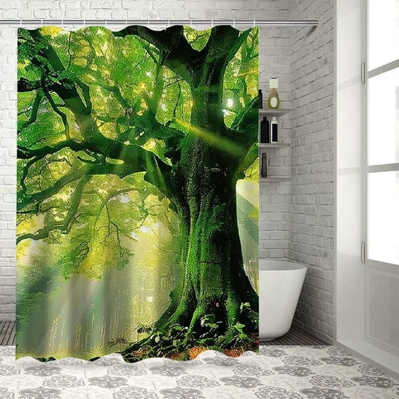 Orinice Sunlight Through Trees Bathroom Decor Set - Colorful Luxurious Graphic Print Polyester Fabric Fashion Shower Curtain with Hooks, Waterproof and Easy to Maintain 36x72