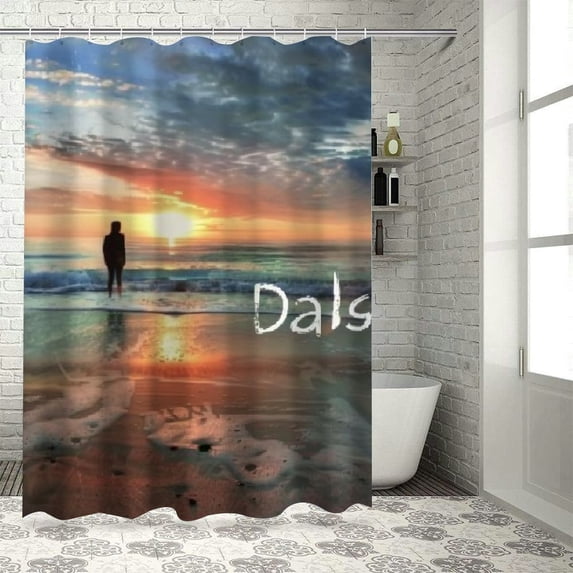 Orinice Sunset Bathroom Decor Set Colorful Luxurious Graphic Polyester Fabric Fashion Shower Curtain Set with Hooks 69x72