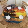thumbnail image 1 of Orinice Sunset Beach Round Table Cover Stain Resistant Washable Indoor Outdoor Tablecloth Kitchen Dining Wedding Parties Picnic Farmhouse 100% Polyester Fiber 46-50, 1 of 8