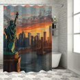 thumbnail image 1 of Orinice Sunset City Skyline Bridge Bathroom Decor Set with Hooks, Colorful Luxurious Graphic Print Polyester Fabric Fashion Shower Curtain 100% Polyester Home Bathtubs Decoration 60x72, 1 of 7
