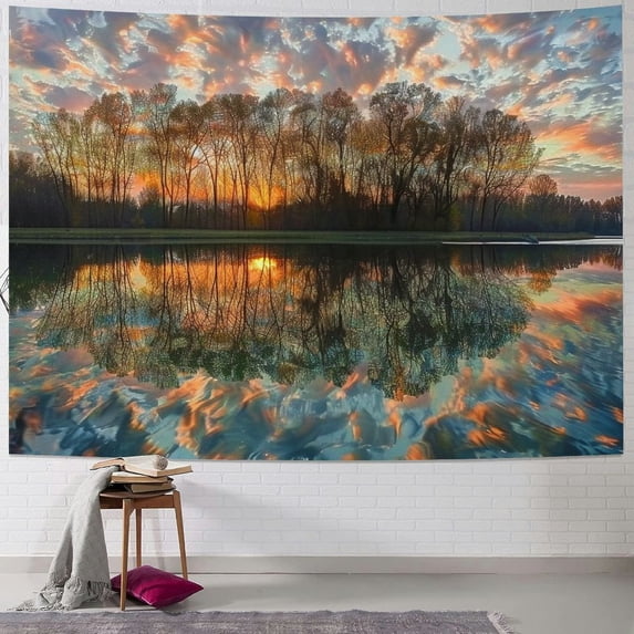 Orinice Sunset Clouds Trees Tapestry Wall Hanging Unique Style Graphic Tapestries Home Decor 60x50inch