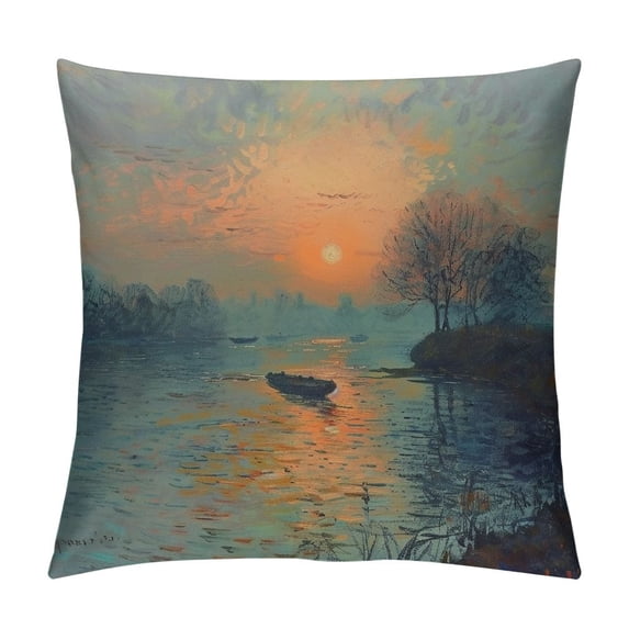 Orinice Sunset Graphic Decorative Cushion Throw Pillow Cover for Home Couch Living Room Bed Sofa Summer High-Quality 1PC Printed on Both Sides 24x24in