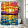 thumbnail image 1 of Orinice Sunset Mountains Water Bathroom Decor Set with Hooks, Colorful Luxurious Graphic Print Polyester Fabric Fashion Shower Curtain Set, 100% Polyester, Washable 60x72, 1 of 7