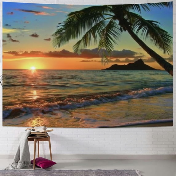 Orinice Sunset Palm Tree Tapestry Wall Hanging Unique Style Graphic Tapestries Home Decor for Living Room Bedroom Apartment Farmhouse Dorm Wall Art 60x50inch