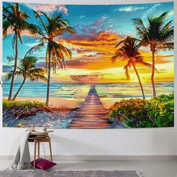 Orinice Sunset Palm Trees Tapestry Wall Hanging Unique Style Graphic Tapestries Home Wall Decor Art for Living Room Bedroom Apartment Farmhouse Dorm 40x30inch