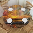 thumbnail image 1 of Orinice Sunset Waves Hologram Round Table Cover Stain Resistant Washable Indoor Outdoor Tablecloth Kitchen Dining Wedding Parties 100% Polyester Fiber 42-46, 1 of 8