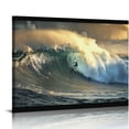 thumbnail image 1 of Orinice Surfing Poster Surfer On A Big Wave In the Ocean Jaws Beach Hawaii Hawaiian Waves Photo Photograph Cool Photo Sunset Palm Landscape Pictures Scenic Scenery Cool   16x12in, 1 of 6