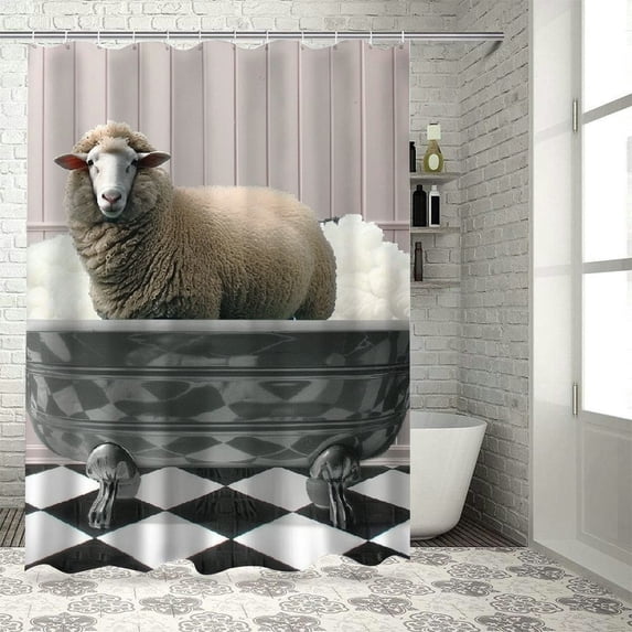 Orinice Surreal Sheep Bathroom Decor Set Colorful Luxurious Graphic Print Polyester Fabric Fashion Shower Curtain with Hooks 60x72