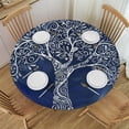 thumbnail image 1 of Orinice Swirls Round Table Cover Stain Resistant Washable Perfect for Indoor Outdoor Tablecloth Kitchen Dining Wedding Parties with Elastic Edge 100% Polyester Fiber 42-46, 1 of 8