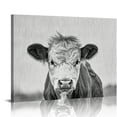 thumbnail image 1 of Orinice  Sylvie Baby Calf, Farm Animal Print Black and White Portrait Framed Canvas Wall Art, Natural,  16x12in, 1 of 6