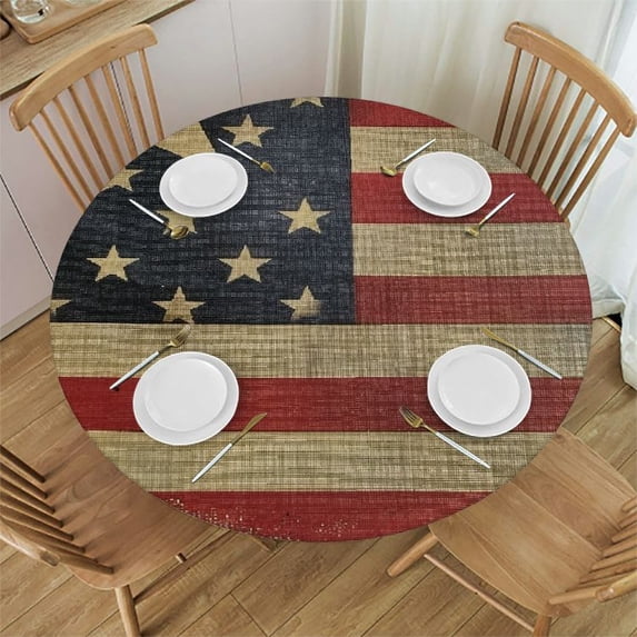 Orinice Symbolism Vintage Style Round Table Cover Stain Resistant Washable Indoor Outdoor Tablecloth Kitchen Dining Wedding Parties 100% Polyester Fiber 54-58