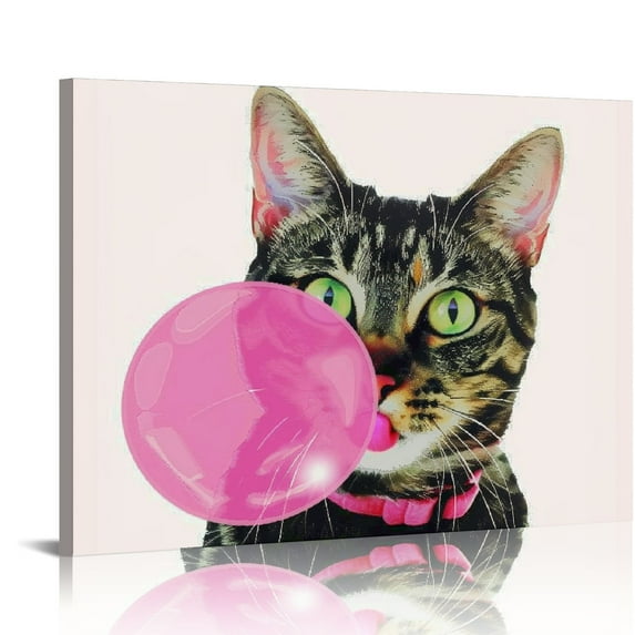 Orinice Tabby Cat Bubblegum - Funny Cat Home Decor - Cat Gifts for Women - Cat Wall Art - Cat Wall Decor - Cat Cat Lover Gifts Wall Decor - Cat Themed Gifts - Kitty Cat Decorations20''X16'' 20x16in