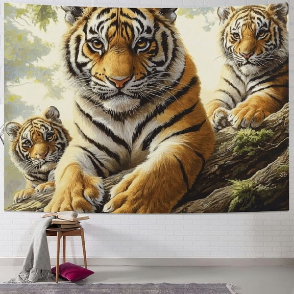 Orinice Tapestry Wide Wall Hanging Jungle Tigers Tapestry Soft Lightweight Wall Blanket Funny Tapestry Aesthetic Background Wall Art Home Decor Vintage Mural for Bedroom Dorm Living Room 40x30inch