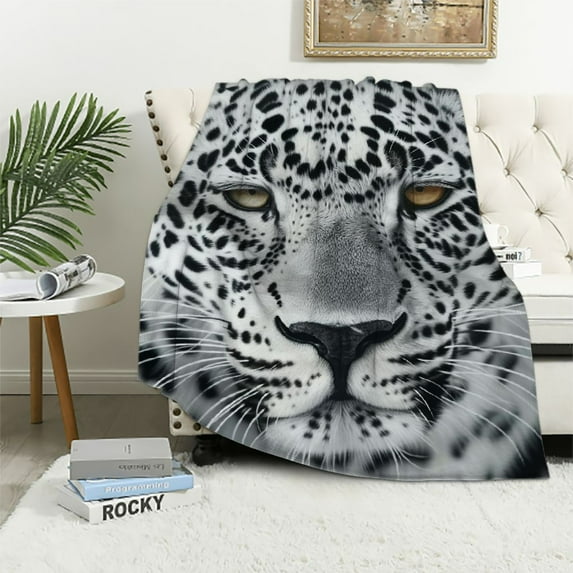 Orinice Throw Blanket Flannel Plush Blanket for Bed Couch Sofa Chair Aesthetic Cute Soft Warm for Girls Women Leopard Cheetah Cow Tiger-White Cheetah 40x50in