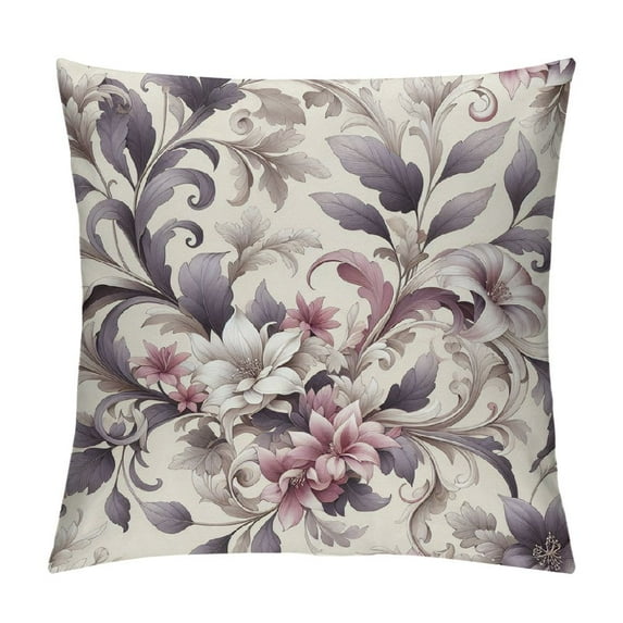 Orinice Throw Pillow Cover Colorful Floral Watercolor Beautiful Lilac Flowers Pink Pattern Abstract Pillowcase Home Decorative Square Pillow Case Cushion Cover White