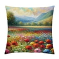 thumbnail image 1 of Orinice Throw Pillow Cover Italian Tuscany Cypresses Landscape Mountains Flowers Red Poppies Field Pillowcase Home Decorative Square Pillow Case Cushion Cover White, 1 of 5