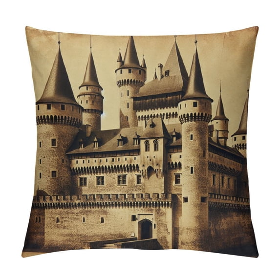Orinice Throw Pillow Cover Vintage Castle from Fairy Tale Medieval Kreuzenstein in Austria  Pillowcase Home Decorative Square Pillow Case Cushion Cover White