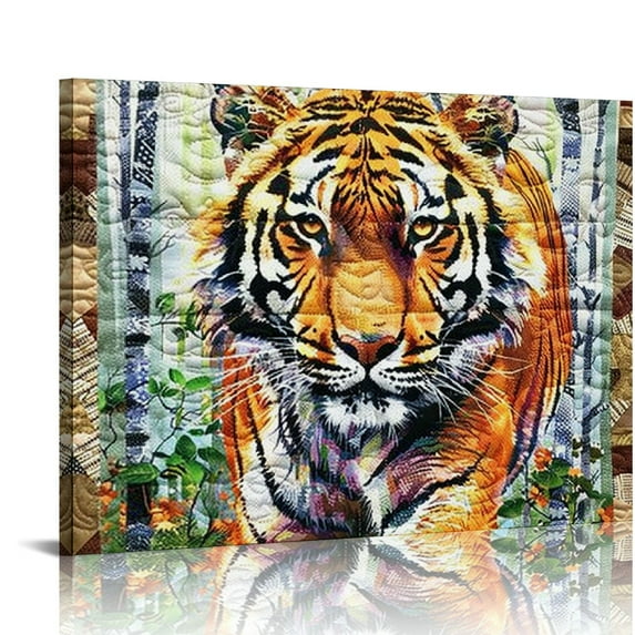 Orinice Tiger Trees Maximalism Fine Art Aesthetic Poster & Print Wall Painting for Home Decor 16x12in