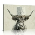 thumbnail image 1 of Orinice Toilet Paper On Head,Black Framed Funny Animal Prints, Vintage Black and White Rustic Style Cute Bathroom Cow Canvas Art for Bathroom Restroom Decoration, Farmhouse Wall Decor 20x16in, 1 of 6