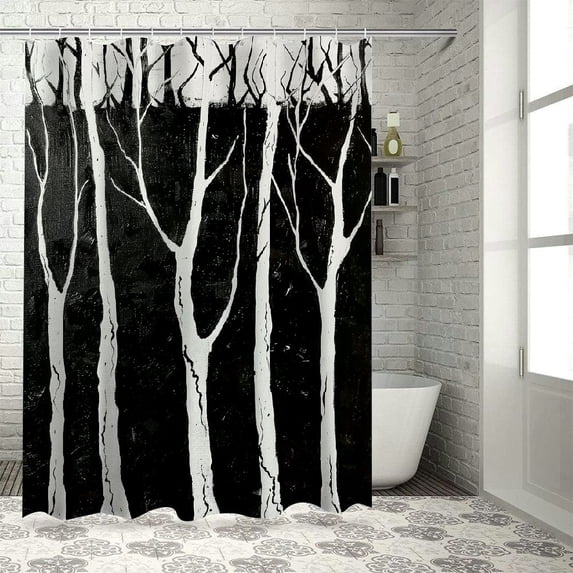 Orinice Trees Bathroom Decor Set Colorful Luxurious Graphic Print Polyester Fabric Shower Curtain with Hooks 36x72
