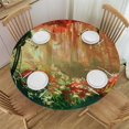 thumbnail image 1 of Orinice Trees Flowers Bench Round Table Cover Stain Resistant Washable Indoor Outdoor Tablecloth Kitchen Dining Wedding Parties Table Cloth 100% Polyester Fiber 54-58, 1 of 8
