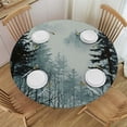 thumbnail image 1 of Orinice Trees Fog Round Table Cover Stain Resistant Washable Perfect for Indoor Outdoor Kitchen Dining Wedding Parties Elastic Edge 100% Polyester Fiber 31-35, 1 of 8