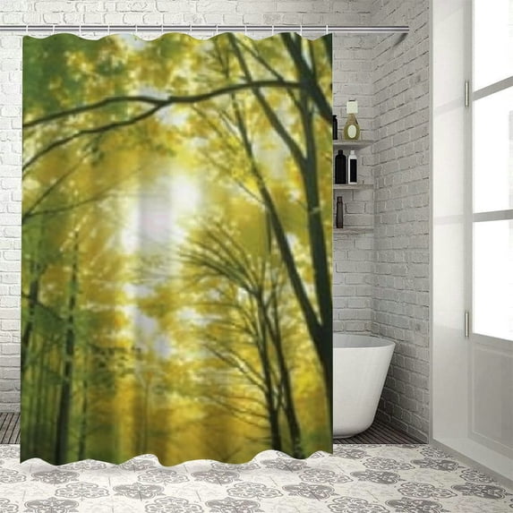 Orinice Trees Forest Environmental Art Bathroom Decor Set - Colorful Luxurious Graphic Print Polyester Fabric Shower Curtain with Hooks 69x72