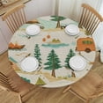 thumbnail image 1 of Orinice Trees Lake Camper Round Table Cover Stain Resistant Washable 100% Polyester Fiber Perfect for Indoor Outdoor Kitchen Dining Wedding Parties Tablecloth 38-42, 1 of 8