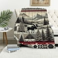 thumbnail image 1 of Orinice Trees Mountains Moose Warm Lightweight Blanket Soft Fleece Throw Blanket All Seasons Decor Cow Gifts Blanket 50x60in, 1 of 6