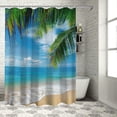 thumbnail image 1 of Orinice   Tropical Beach Shower Curtain Summer Seaside Scene Ocean Island Palm Tree Bathroom Decorations Curtain Durable Bathtub Showers Decor (Hooks Not Included) 36x72, 1 of 7