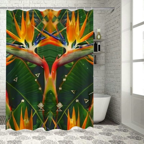 Orinice Tropical Bird of Paradise Shower Curtains,Halloween Decor Shower Curtain Liner for Bathroom with 12 Hooks 36x72