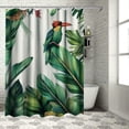 thumbnail image 1 of Orinice Tropical Leaves and Paradise Bird,Watercolor Green Leaves on a White Background Shower Curtain Sets for Bathroom Fabric Machine Washable Digital Printing Decor with 12 Hooks,  69x72, 1 of 7