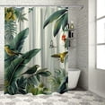 thumbnail image 1 of Orinice Tropical Leaves Shower Curtain Green Gold Palm Leaf Hummingbird Jungle Rainforest Monstera Banana Leaf Forest Botanical Rustic Bathroom Decor Set with Hooks  60x72, 1 of 7