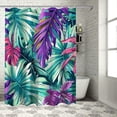 thumbnail image 1 of Orinice Tropical Palm Leaf Shower Curtain Colorful Monstera Leaves Plant Summer Wild Banana Leaf Nature Jungle Exotic Abstract Botanical Fresh Bathroom Home Decor with Hooks,Green Teal Purple 69x72, 1 of 7