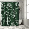 thumbnail image 1 of Orinice Tropical Palm Leaves Shower Curtain Abstract Dark Green White Plants Leaf Line Arts Boho Botanical Minimalist Banana Monstera Jungle Rainforest Nature Fabric Bath Curtain Set with Hook 69x72, 1 of 7