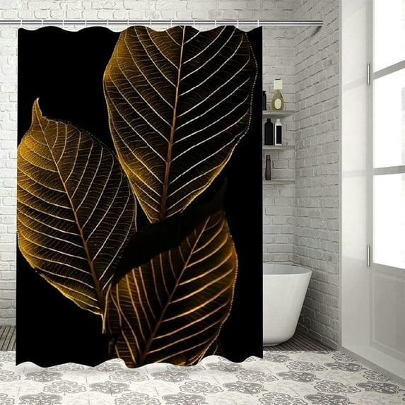 Orinice Tropical Palm Leaves Shower Curtains Funny Abstract Leaf Theme Small Window Curtain Bathroom Decor Set with Hooks Waterproof Washable 60x72