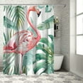 thumbnail image 1 of Orinice  Tropical Pink Flamingo Shower Curtain with Hooks, Teal Palm Leaves Modern Style Waterproof Fabric Bathroom Decor Set 71X71 Inch 69x72, 1 of 7