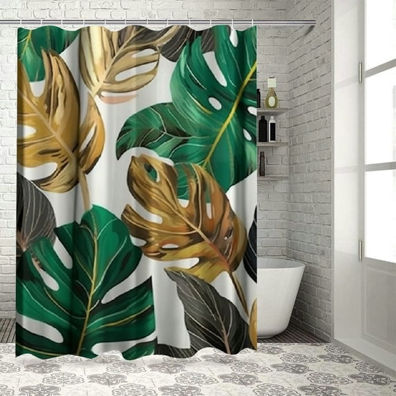 Orinice Tropical Plant Leaves Shower Curtain Green Palm Leaf Botanical Summer Shower Curtain for Bathroom Banana Monstera Leaf Palm Tree Shower Curtain with Hooks 60x72