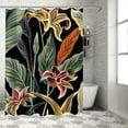 thumbnail image 1 of Orinice Tropical Shower Curtain Green Banana Leaf Floral Black Backdrop Exotic Vintage Jungle Plant Red Strelitzia Green Fabric Bath Curtains Bathroom Polyester with Plastic Hooks  60x72, 1 of 7