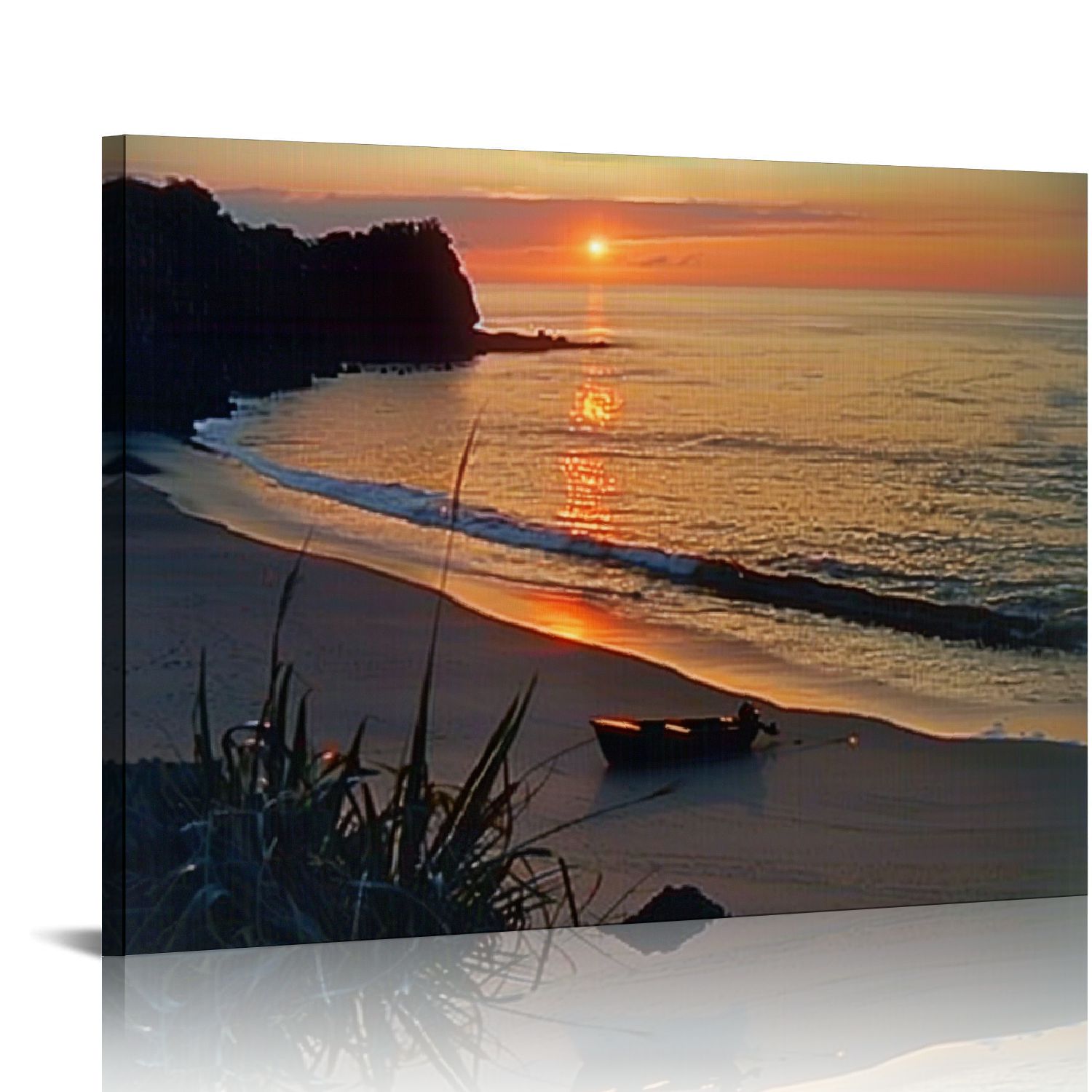 Orinice Tropical Sunset At Ocean Beach Scenery Wall Decor Art Print ...