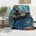 thumbnail image 1 of Orinice Turtle Fish Ocean Warm Lightweight Blanket Soft Fleece Blankets for All Seasons - Decorative Throw Blanket for Living Rooms, Sofa, Office - Multiple Sizes Available 40x50in, 1 of 6