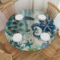 thumbnail image 1 of Orinice Turtle Octopus Sea Theme Round Table Cover Stain Resistant Washable Indoor Outdoor Tablecloth Kitchen Dining Wedding Parties 100% Polyester Fiber 31-35, 1 of 8